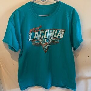 Dope Laconia Motorcycle Week Fruit of the Loom Teal Platinum Cottob T-Shirt SZ L